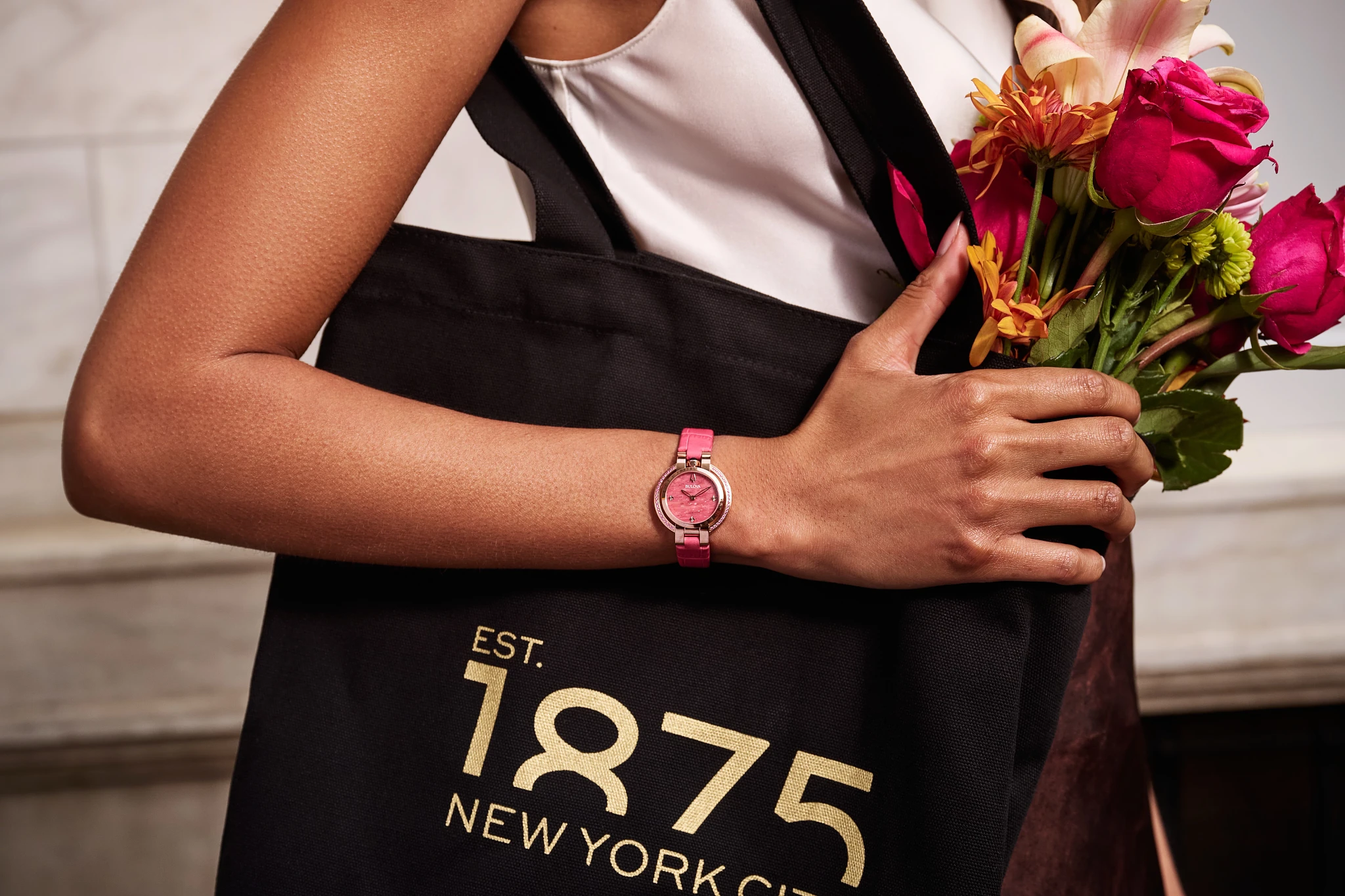 Pink Dial Leather Strap Rubaiyat Spring 97R103 | Bulova